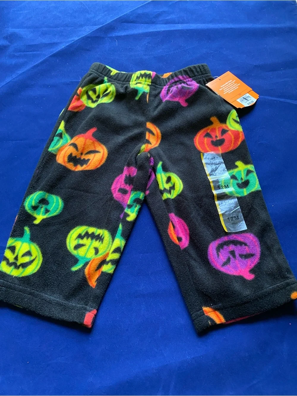 New Halloween Hyde & Eek! Black Fleece Pumpkin 12M Pajama Pants